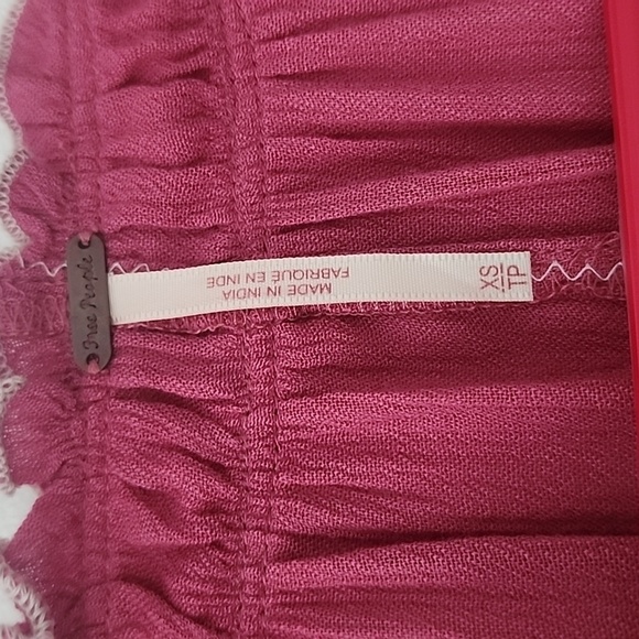 Free People Bohemian Lagenlook Rayon Tunic Top Deep V-neckline Size XS in Pink - Picture 9 of 9